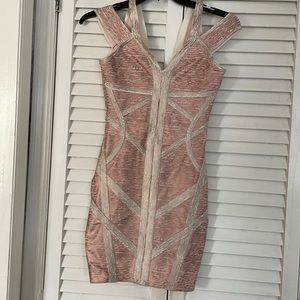 Pink and a cream sexy dress